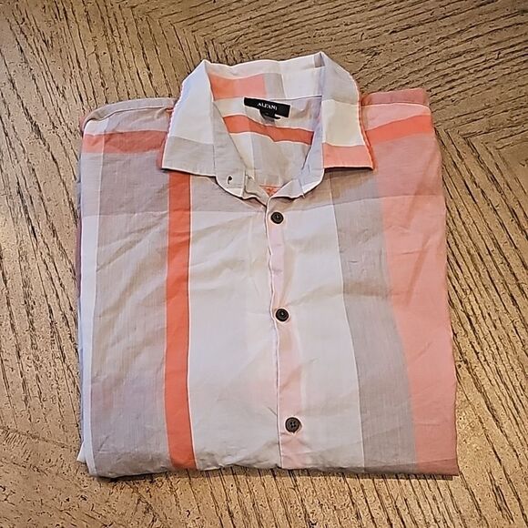 Alfani gray orange plaid button down shirt XL 100% cotton - Picture 11 of 12